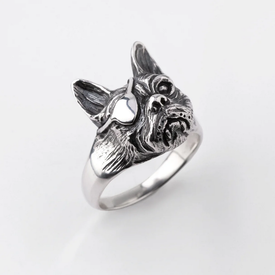 Nick Von K Sterling Silver French Bulldog Ring