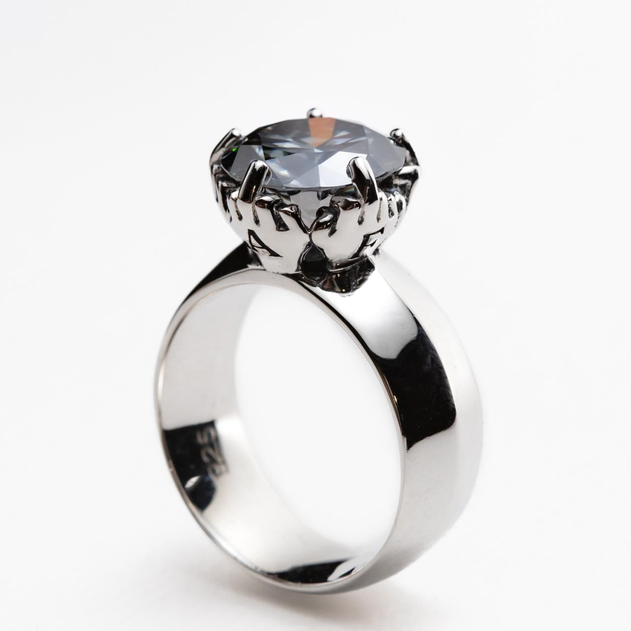 Nick Von K Sterling Silver IDGAF Ring in Moissanite
