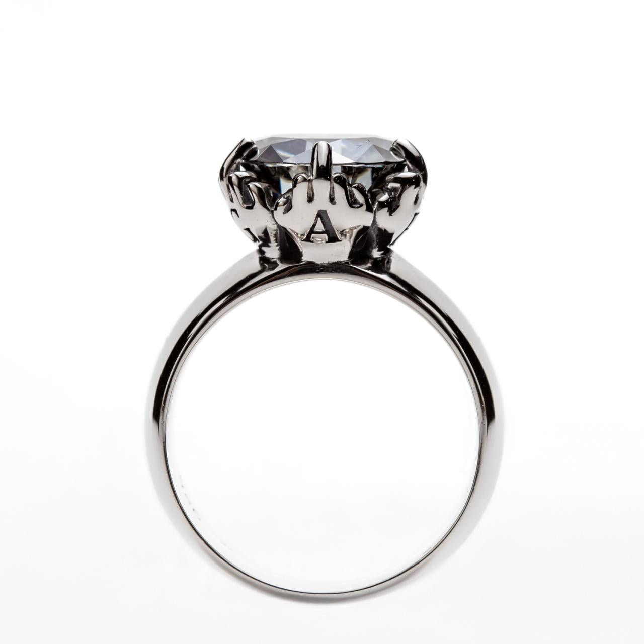 Nick Von K Sterling Silver IDGAF Ring in Moissanite
