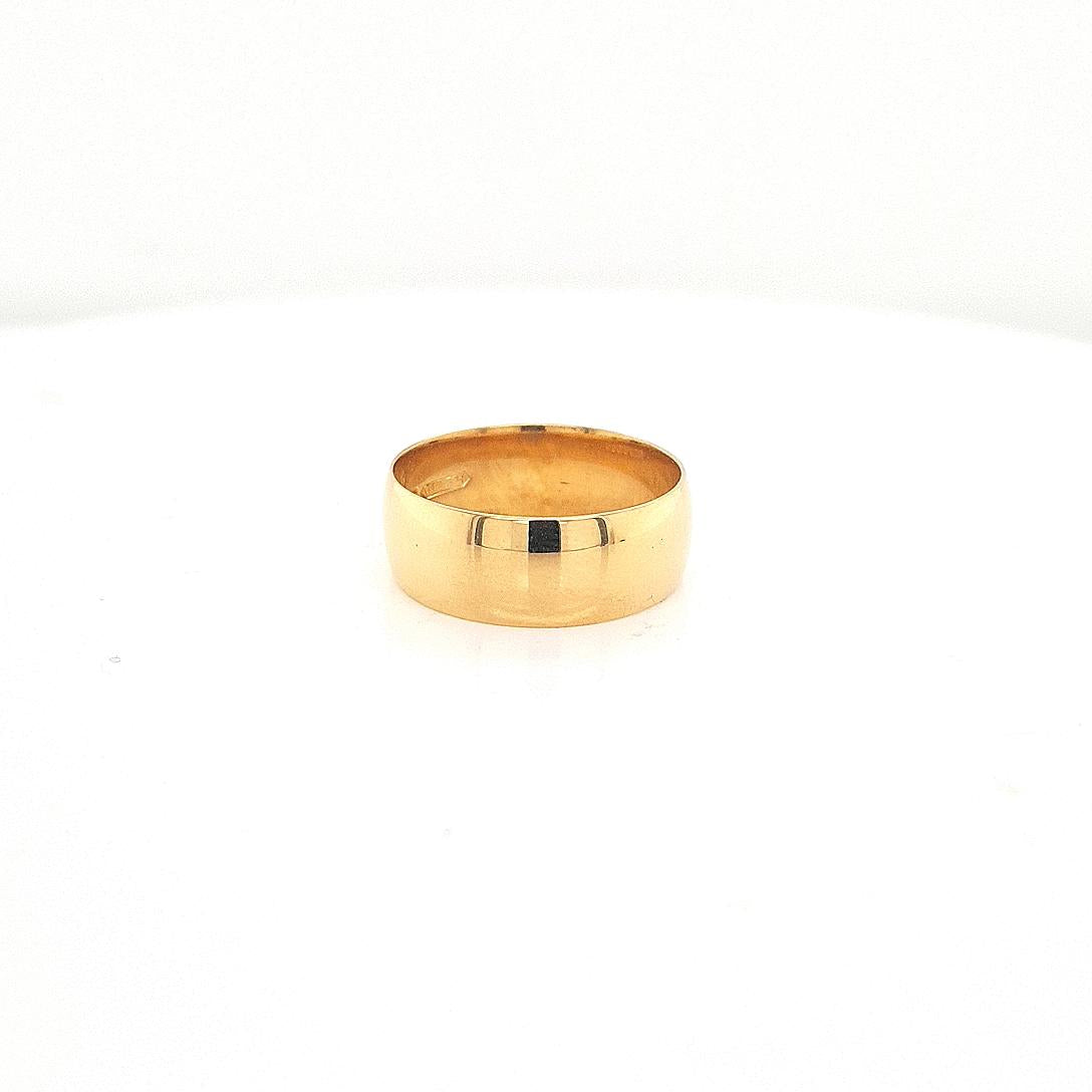 Estate 22ct Yellow Gold 6.60mm Plain Band Ring Size: P Weight: 5.93g