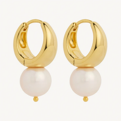Najo 14ct Yellow Gold Plated Solana Pearl Earrings with Freshwater Pearl