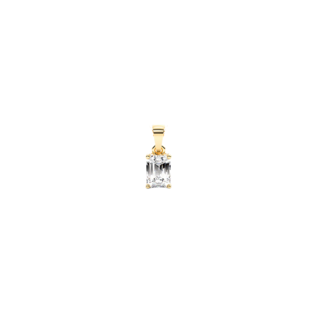 Clear Quartz 9ct Yellow Gold Emerald Cut Pendant
