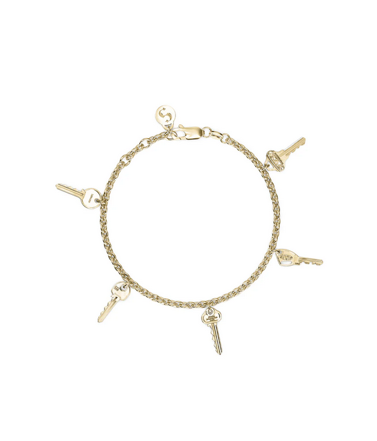 Stolen Girlfriends Club 18ct Gold Plated Mini Key Charm Bracelet Bracelet Length: 18.5cm – Adjustable to 16.5cm
