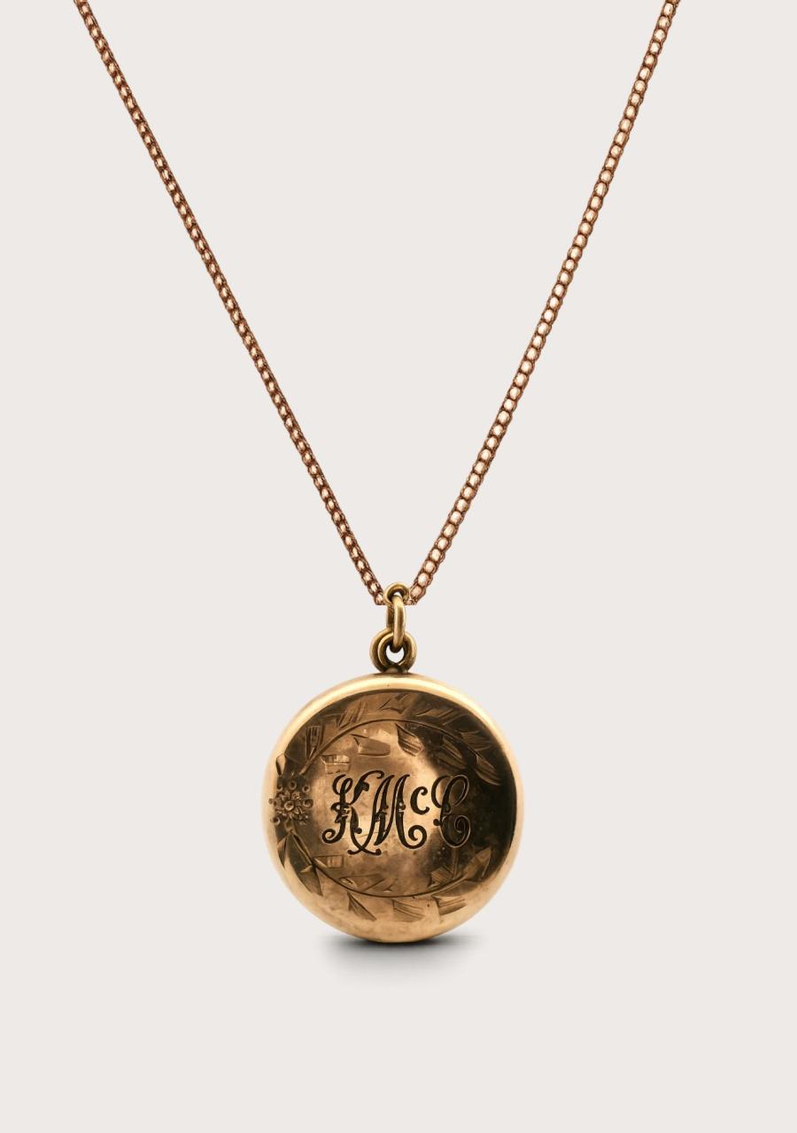 Estate 9ct Rose Gold Round Engraved Locket