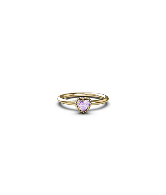 Stolen Girlfriends Club 18ct Gold Plated Dahlia's Heart Ring with Pink Amethyst