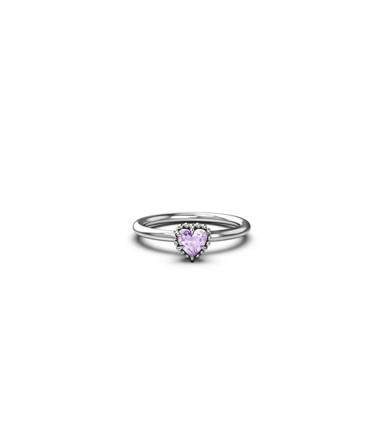 Stolen Girlfriends Club Sterling Silver  Dahlia's Heart Ring with Pink Amethyst