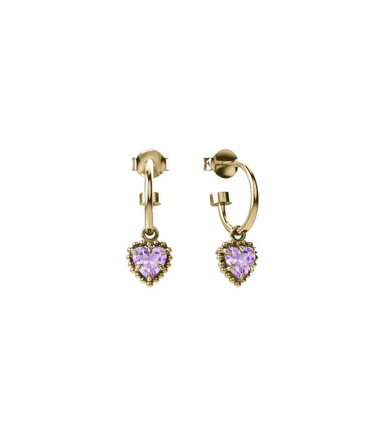 Stolen Girlfriends Club 18ct Gold Plated Dahlia's Heart Anchor Earrings with Pink Amethyst