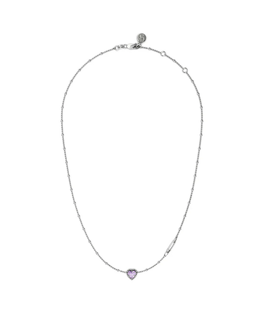 Stolen Girlfriends Club Sterling Silver Dahlia's Heart Necklace with Pink Amethyst