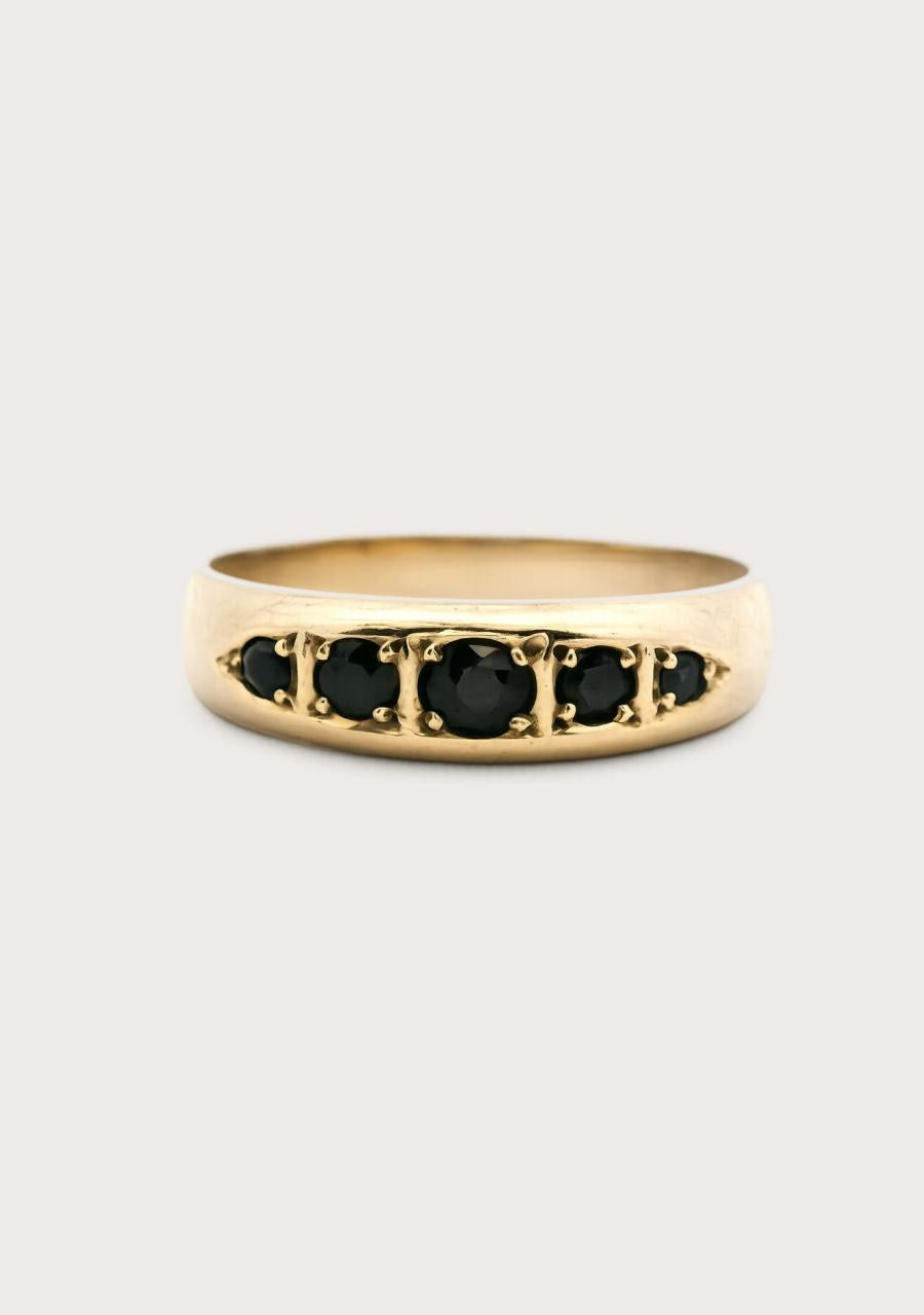 Estate 9ct Yellow Gold Five Stone Sapphire Ring