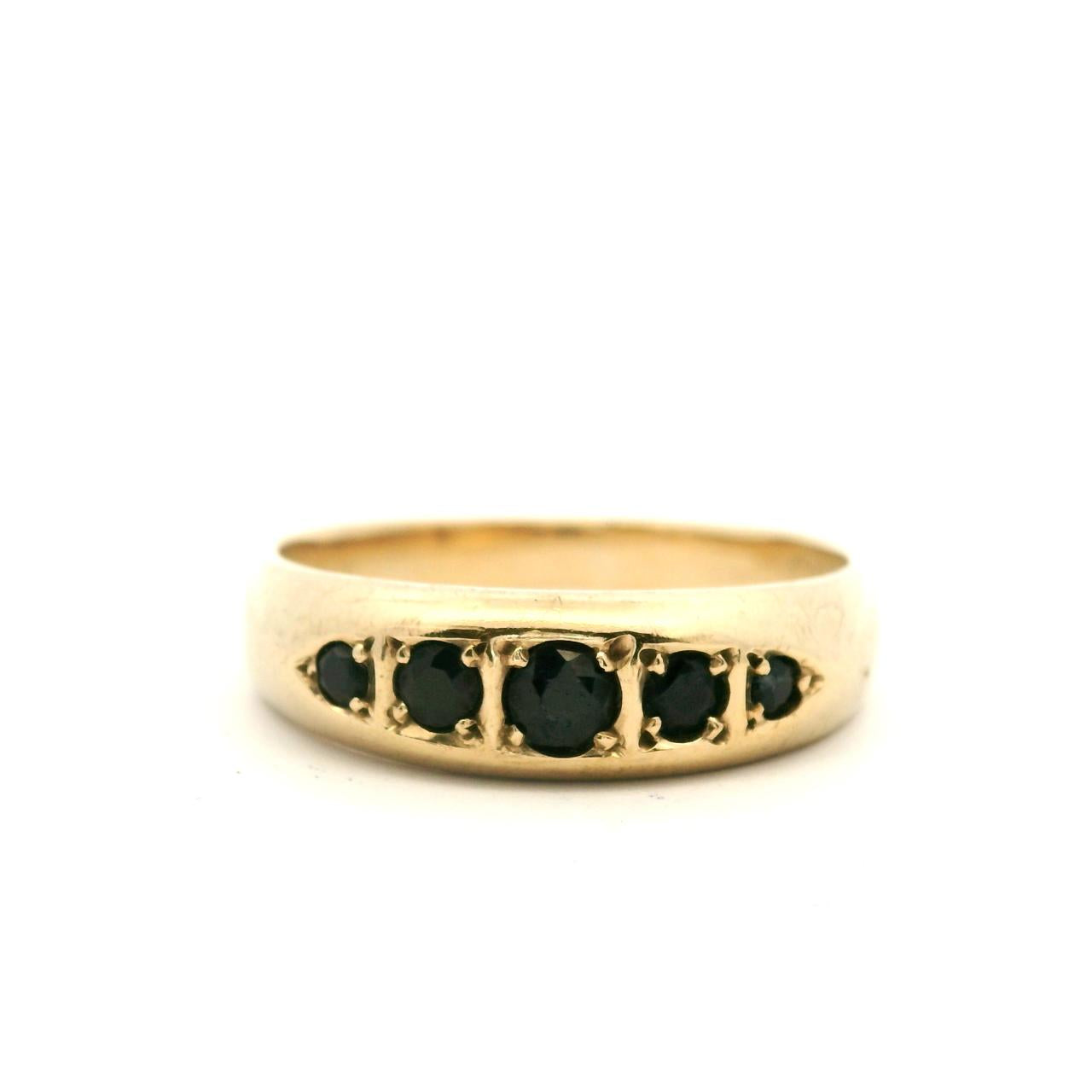 Estate 9ct Yellow Gold Five Stone Sapphire Ring