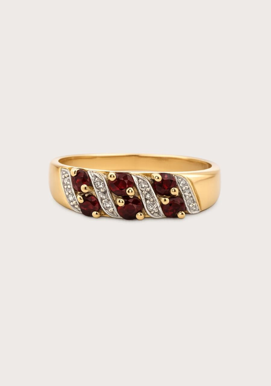 Estate 9ct Yellow Gold Ruby & Diamond Ring
