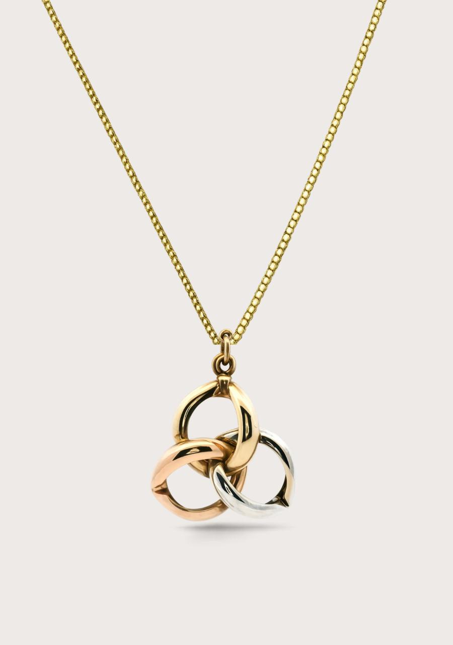 Estate 9ct Tri-Tone Gold Interlocking Triangular Pendant