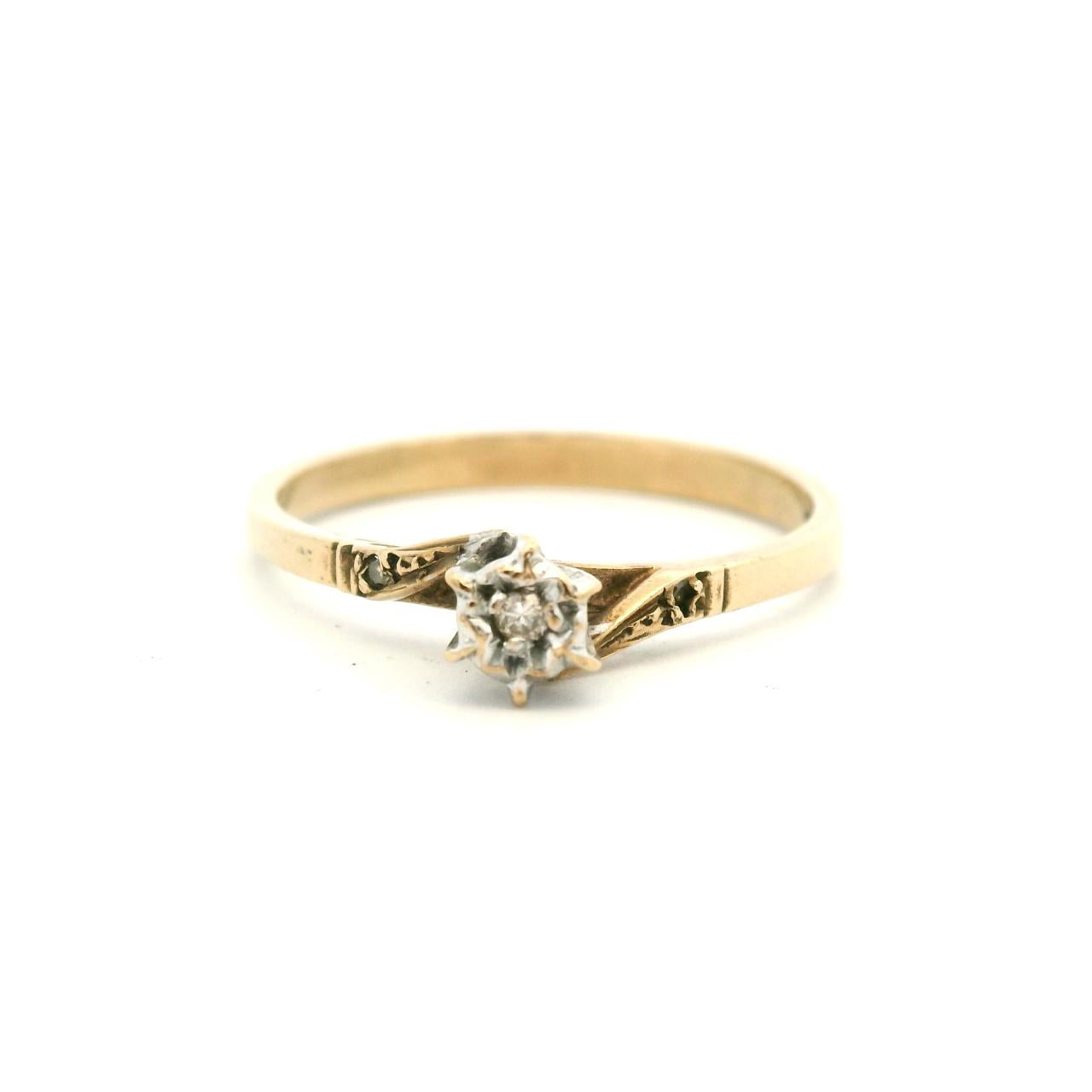 Estate 9ct Yellow Gold Diamond Solitaire Ring