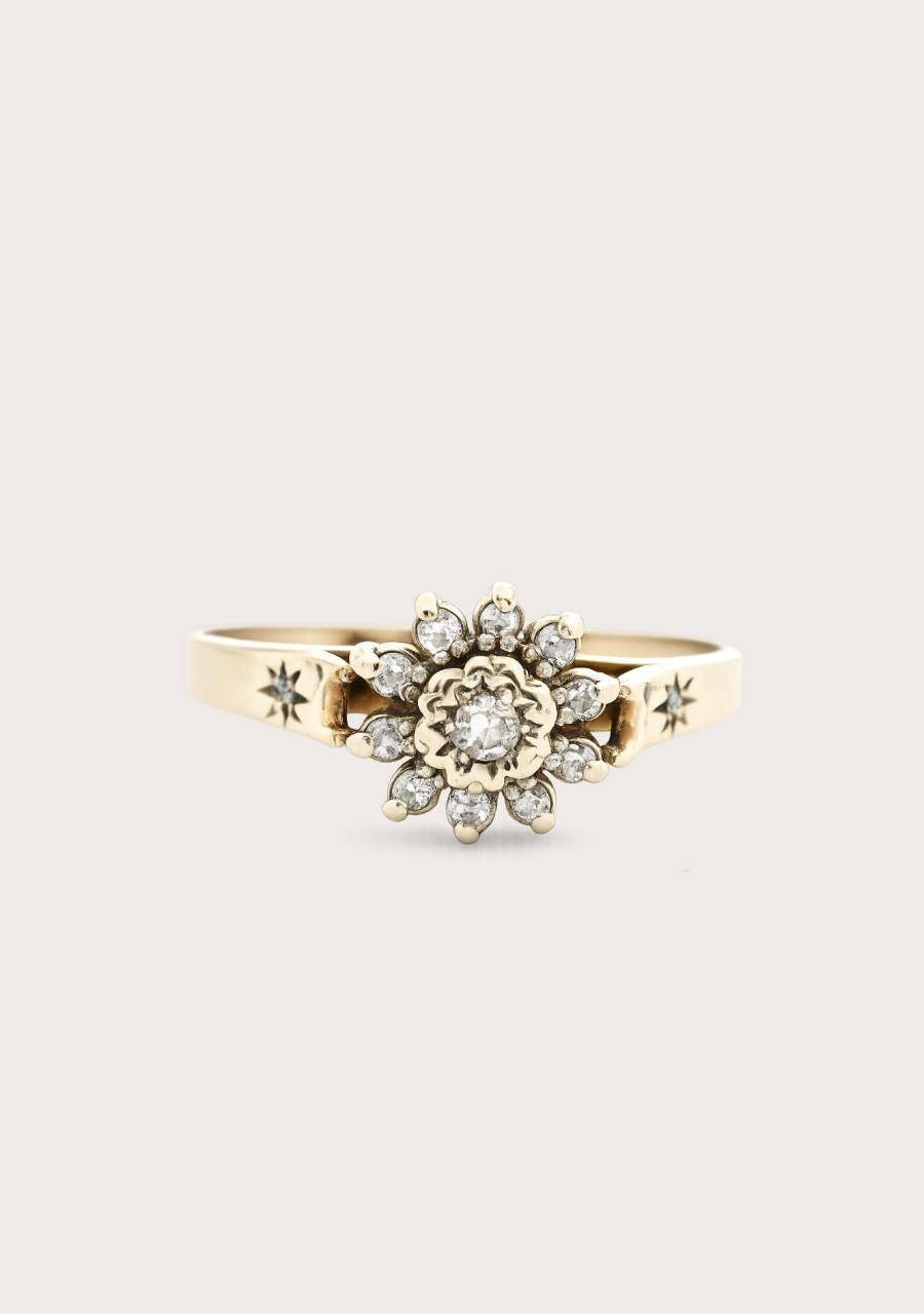 Estate 9ct Yellow Gold Diamond Cluster Ring