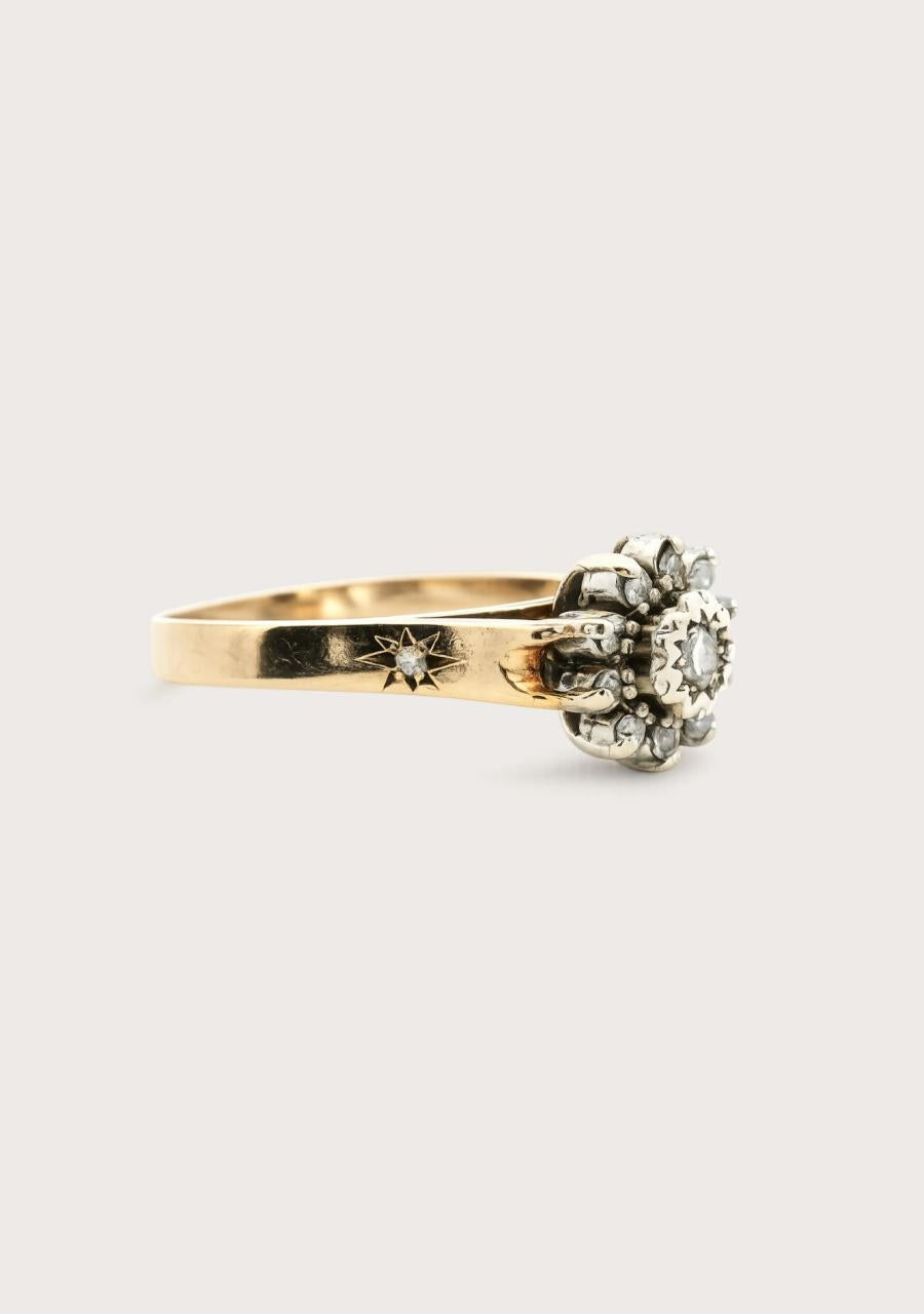 Estate 9ct Yellow Gold Diamond Cluster Ring