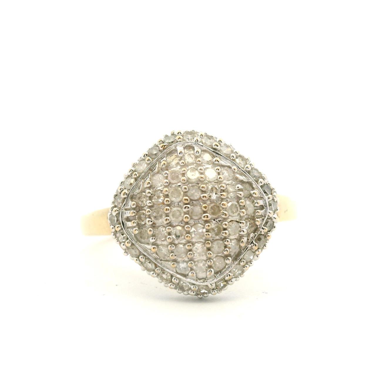 Estate 9ct Yellow Gold Diamond Pavé Set Ring