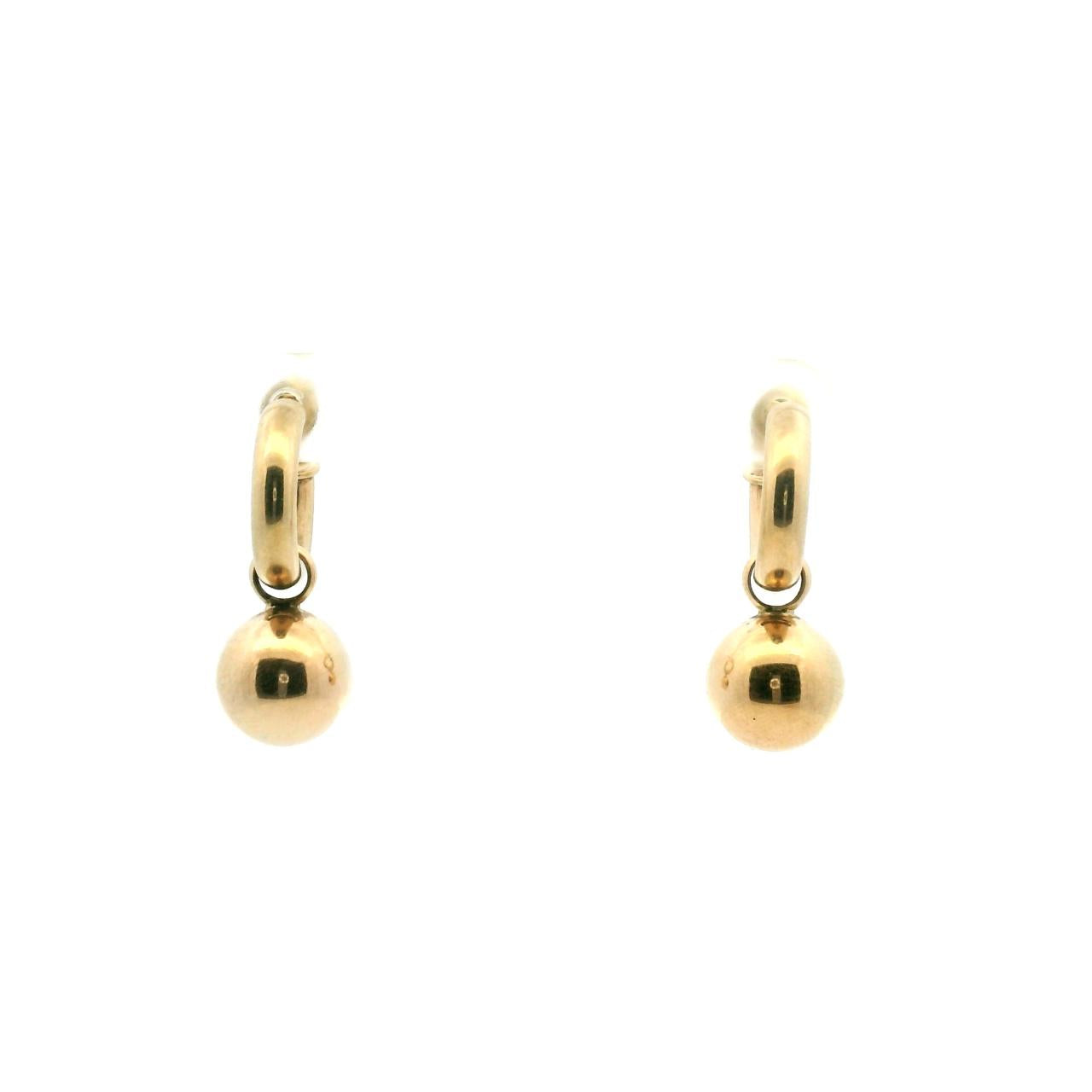 Estate 9ct Yellow Gold Ball Drop Hoop Stud Earrings