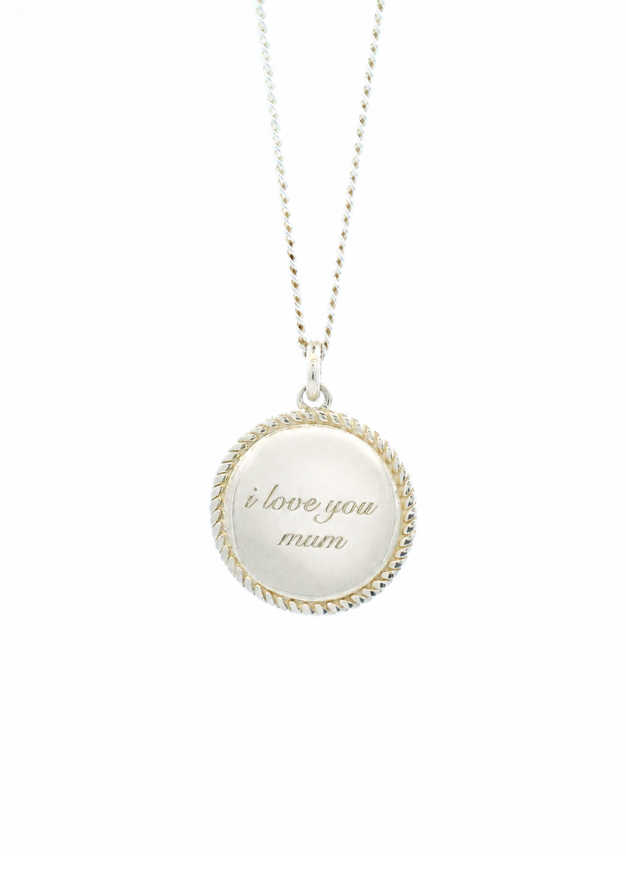 Sterling Silver Round Milgrain Engraved Pendant