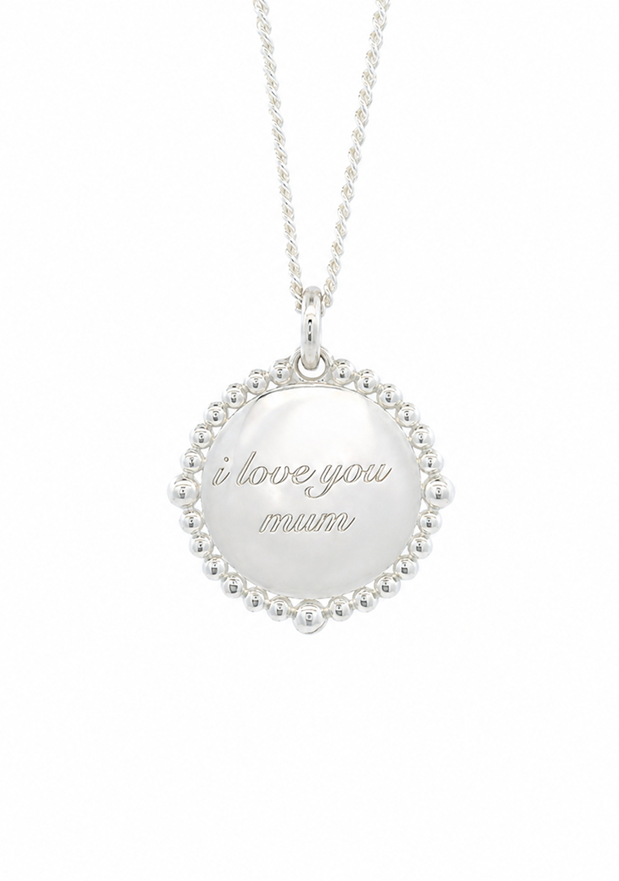 Sterling Silver Round Milgrain Engraved Pendant