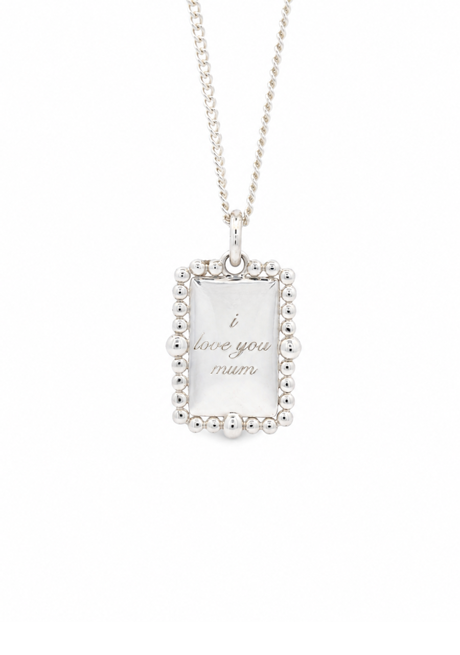 Sterling Silver Rectangular Milgrain Engraved Pendant