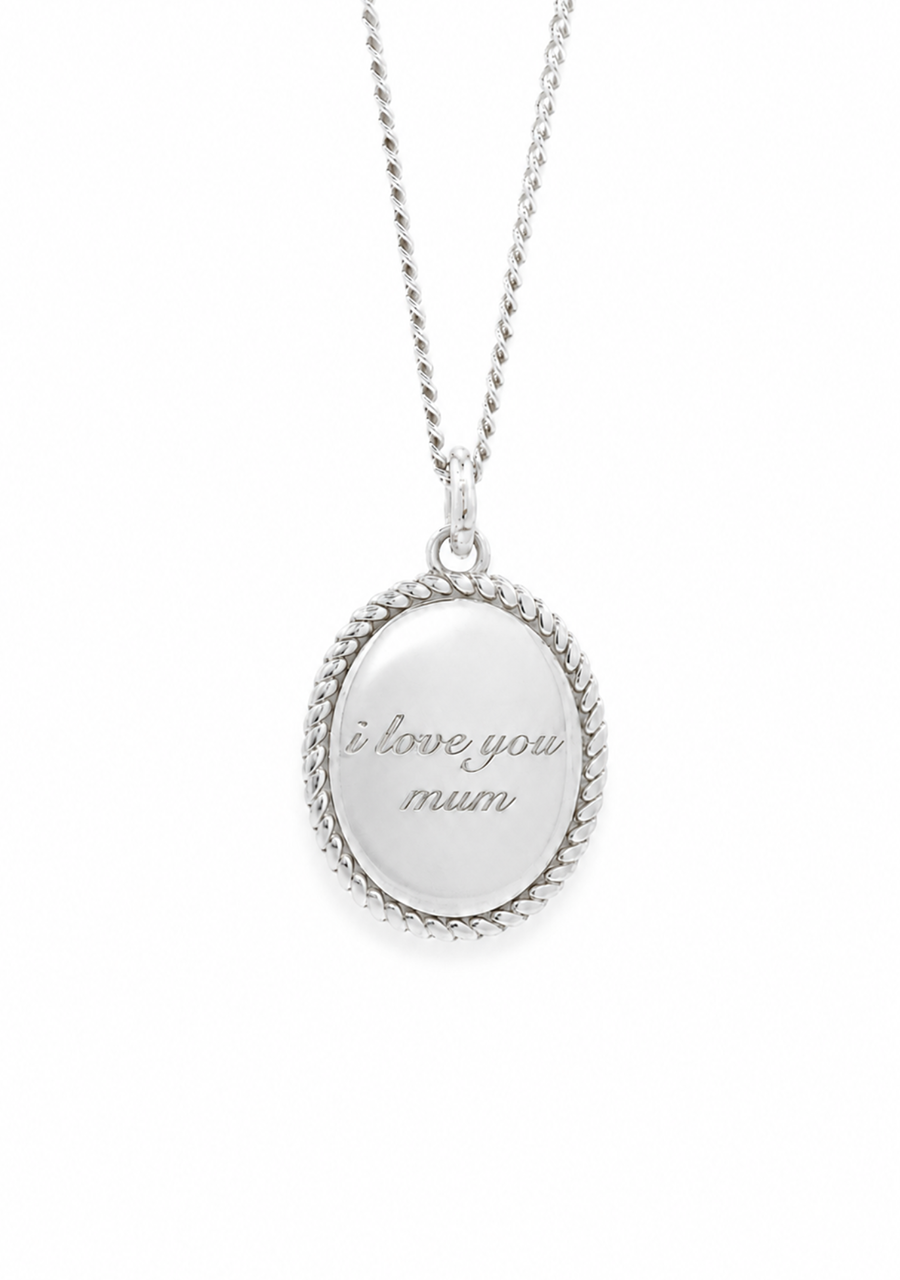 Sterling Silver Oval Twisted Engraved Pendant