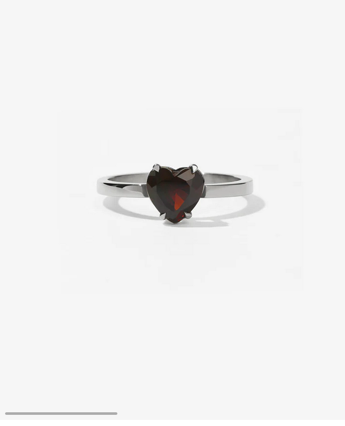 Meadowlark Sterling Silver Heart Jewel Ring Thai Garnet - 8