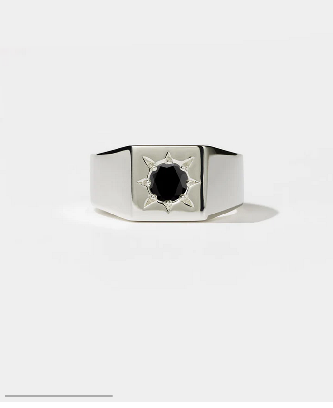 Meadowlark Sterling Silver Ramone Ring Medium Onyx - 9.5