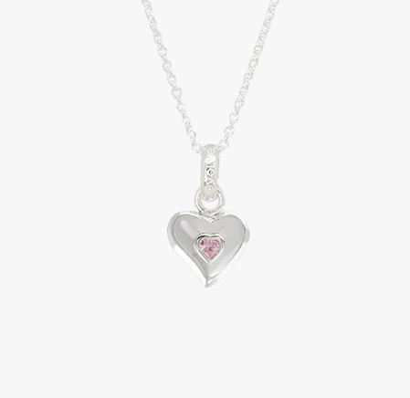 Evolve Sterling Silver Pink Cubic Zirconia Hopeful Heart (Care) Necklace