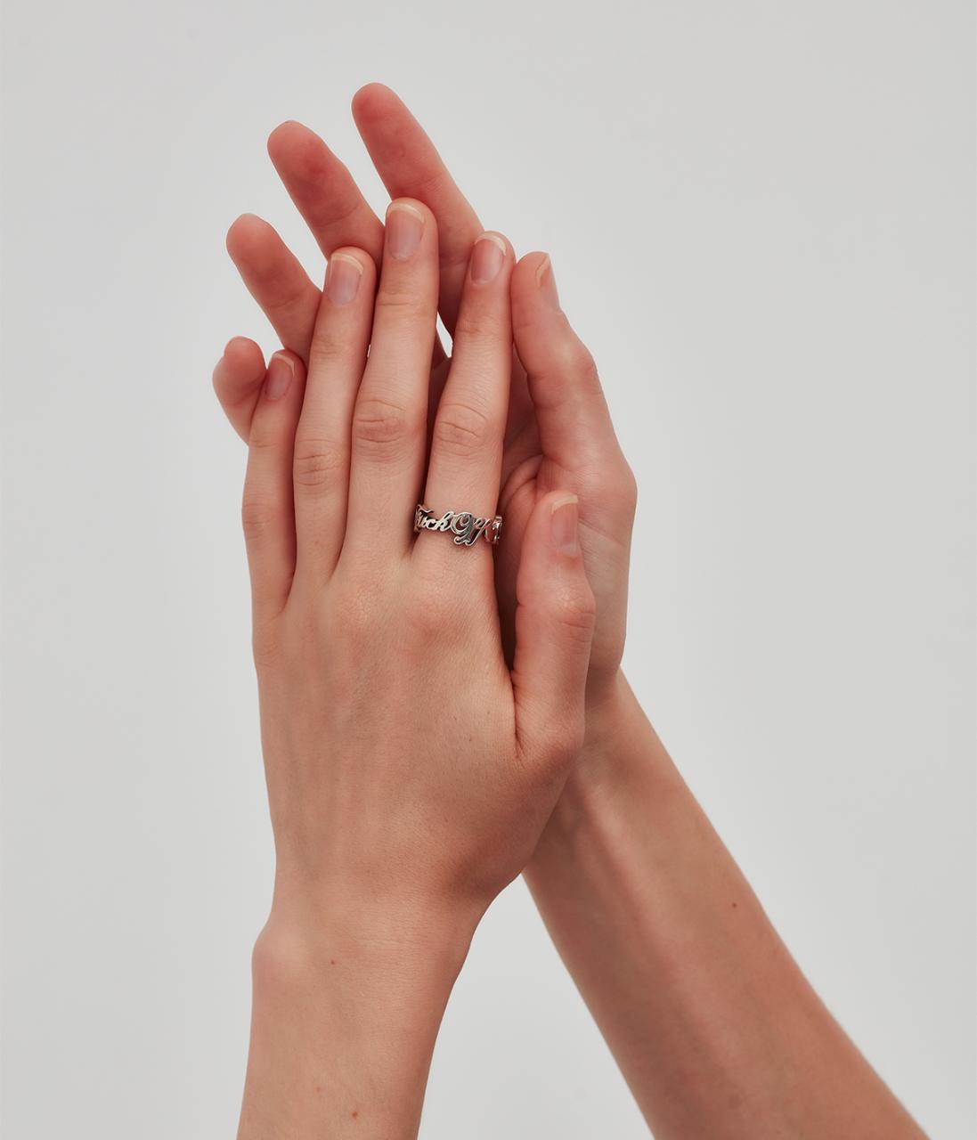 Stolen Girlfriends Club Sterling Silver F*ck Off Script Ring