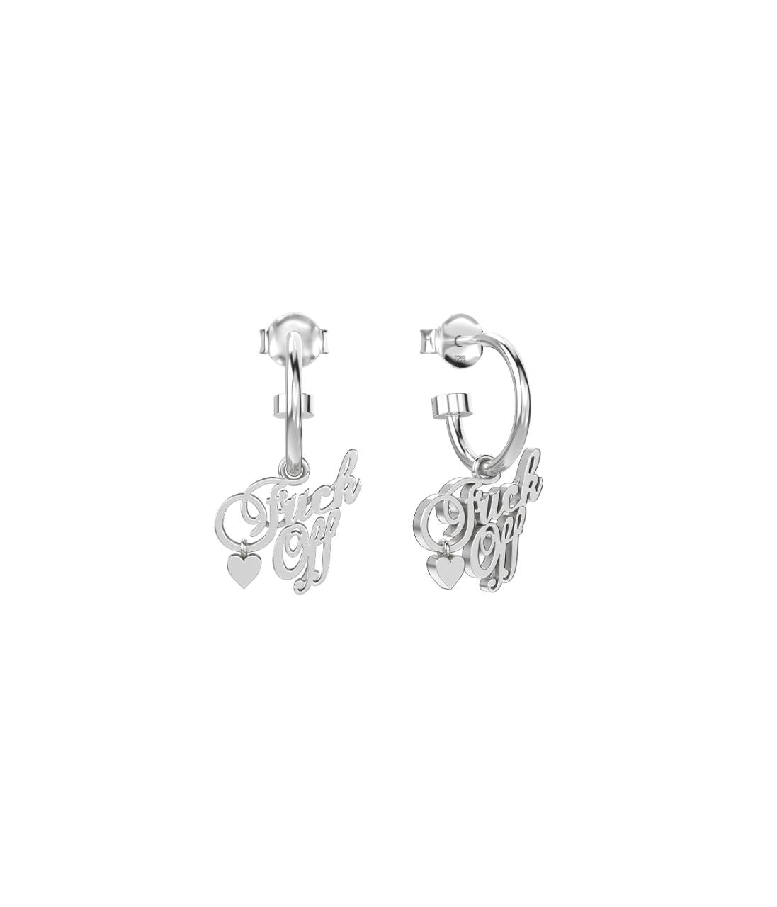 Stolen Girlfriends Club Sterling Silver F*ck Off Script Anchor Earrings