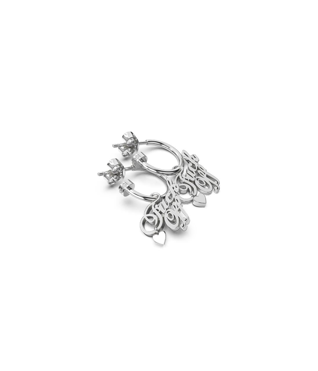 Stolen Girlfriends Club Sterling Silver F*ck Off Script Anchor Earrings