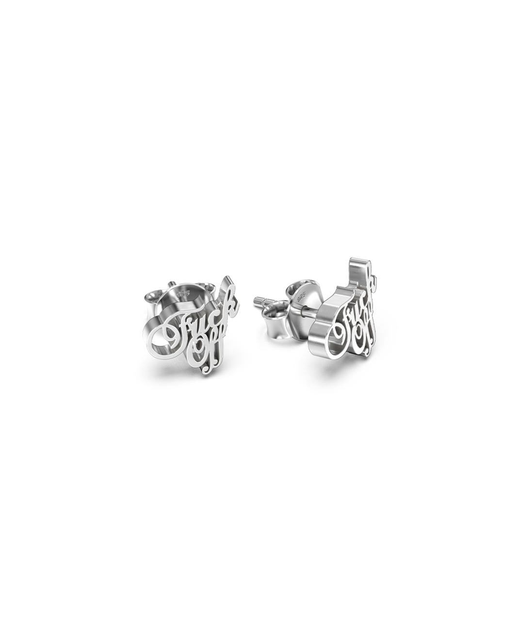 Stolen Girlfriends Club Sterling Silver F*ck Off Script Stud Earrings