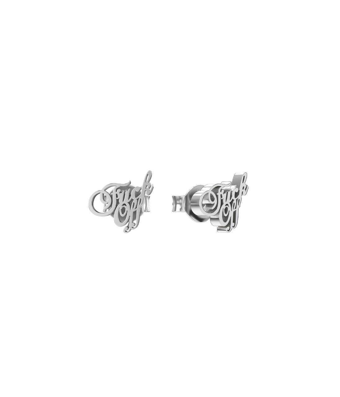 Stolen Girlfriends Club Sterling Silver F*ck Off Script Stud Earrings