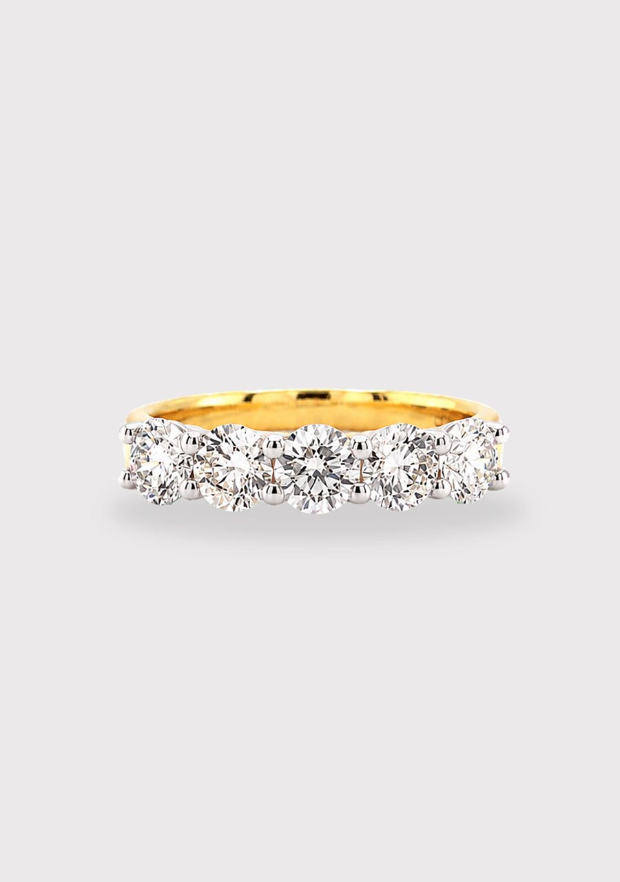 9ct Yellow & White Gold Lab Grown Diamond Five Stone Ring
