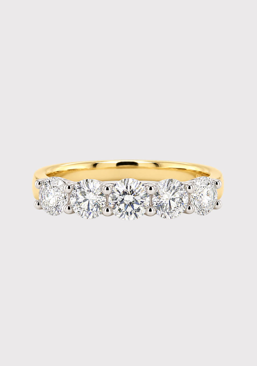 9ct Yellow & White Gold Lab Grown Diamond Five Stone Ring