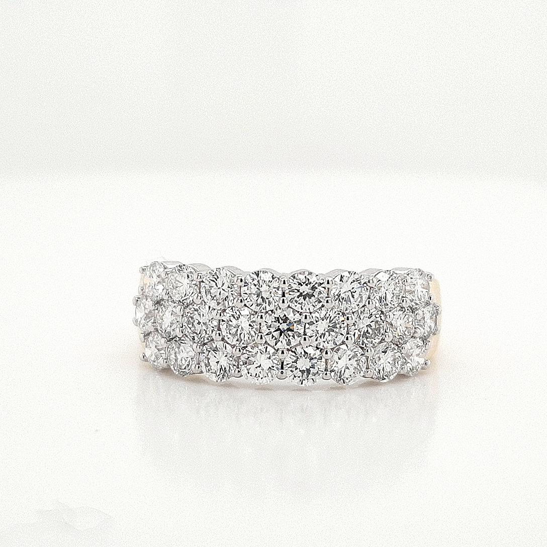 9ct Yellow & White Gold Lab Grown Diamond Triple Row Ring