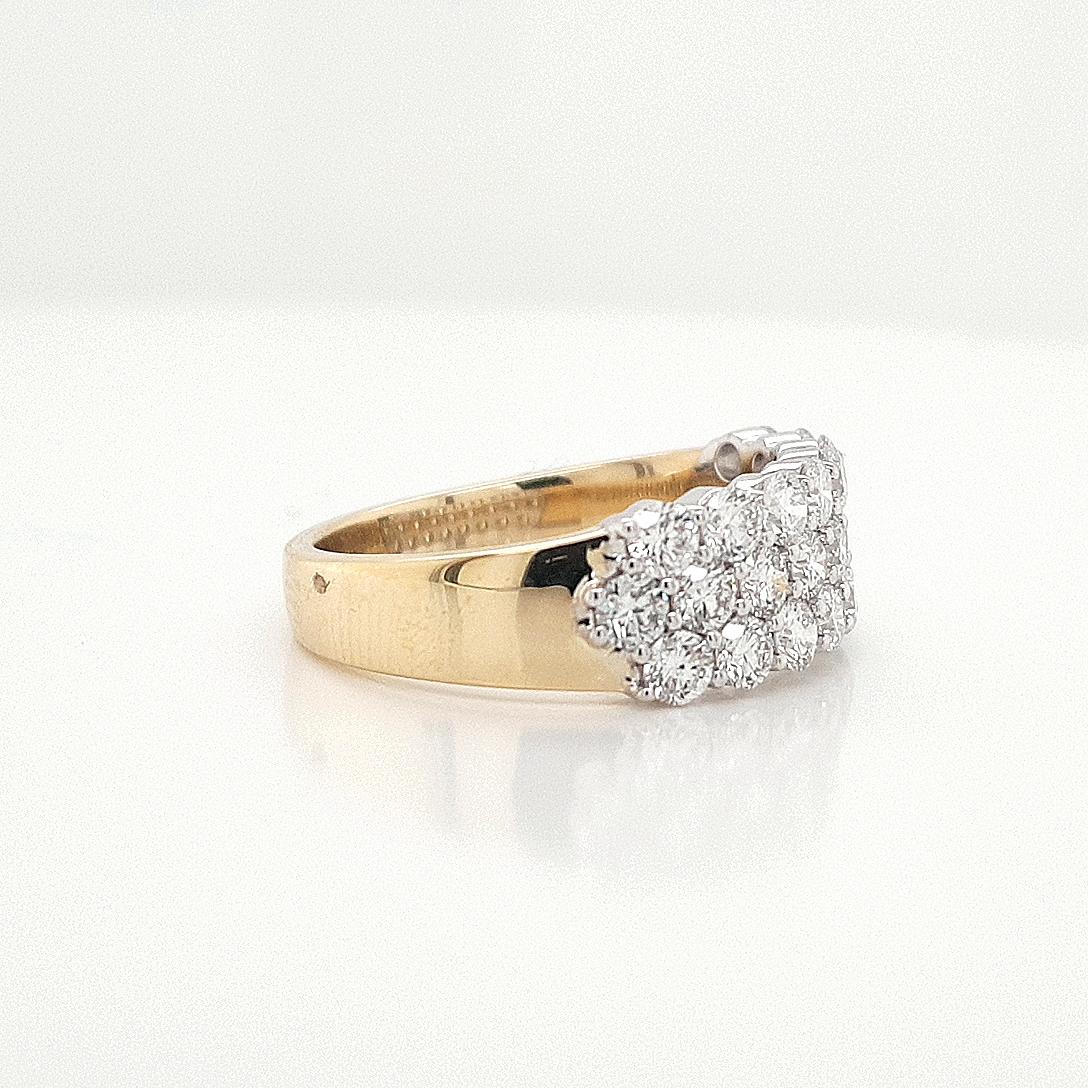 9ct Yellow & White Gold Lab Grown Diamond Triple Row Ring