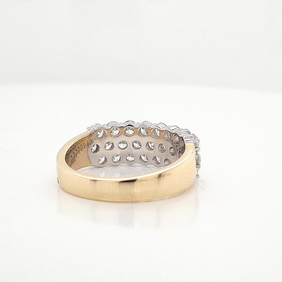 9ct Yellow & White Gold Lab Grown Diamond Triple Row Ring