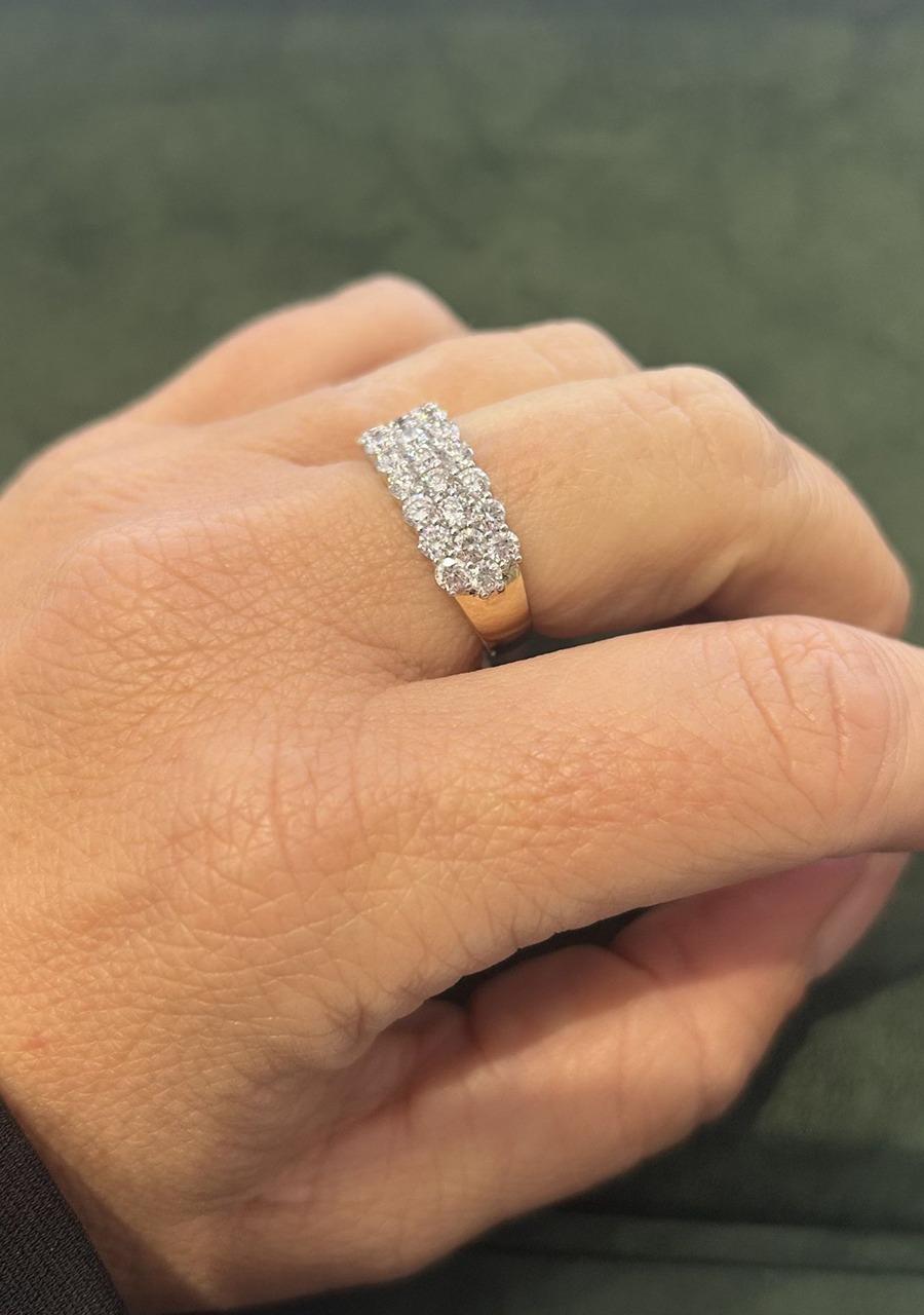 9ct Yellow & White Gold Lab Grown Diamond Triple Row Ring