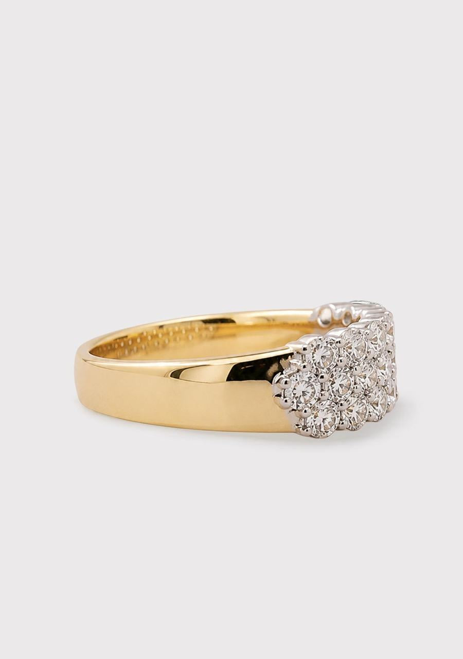 9ct Yellow & White Gold Lab Grown Diamond Triple Row Ring