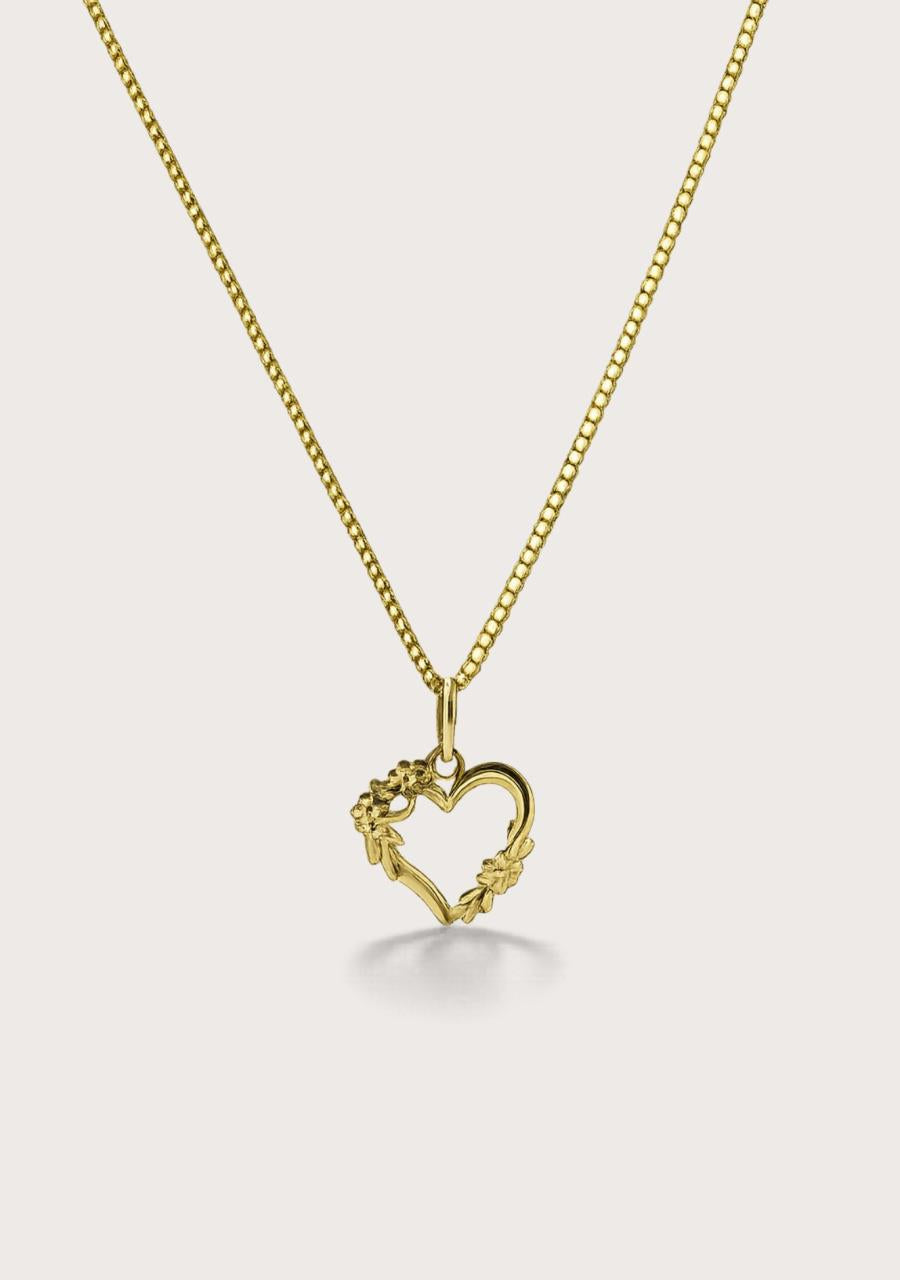 Estate 9ct Yellow Gold Openwork Heart Pendant