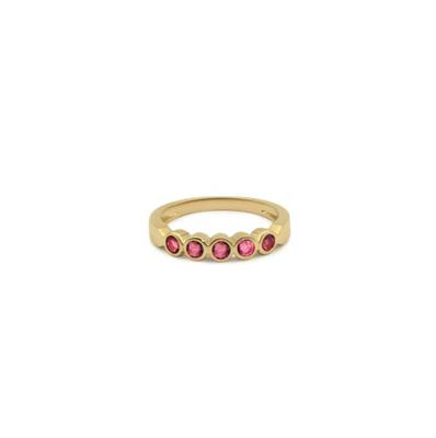 9ct Yellow Gold Ruby Five Stone Bezel Set Ring