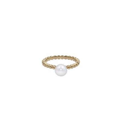 9ct Yellow Gold Bubble Ring with Akoya Pearl