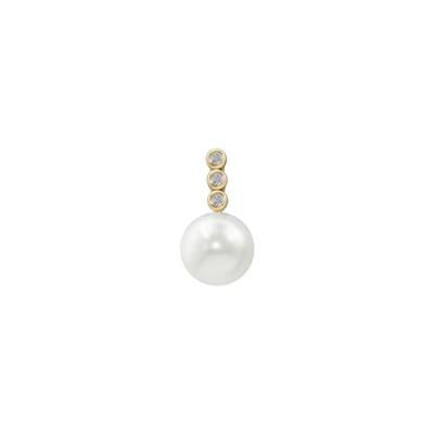 18ct Yellow Gold Diamond & South Sea White Pearl Pendant
