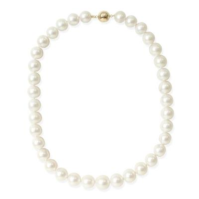 Sterling Silver White Round Freshwater 10-13.7mm Pearl Strand Necklace