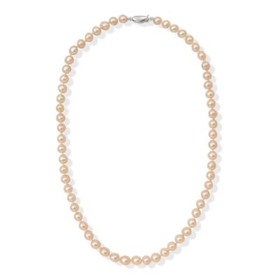 Sterling Silver Natural Semi Baroque 6-7.5mm Pearl Strand Necklace