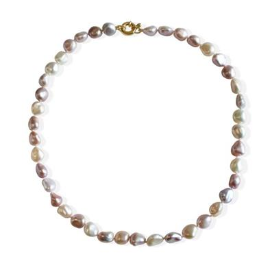 9ct Yellow Gold Natural Mixed Keshi 8-9mm Pearl Strand Necklace