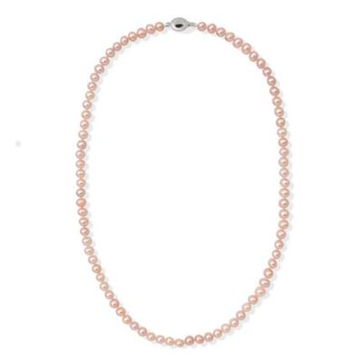Sterling Silver Natural Semi Round 5-5.5mm Pearl Strand Necklace