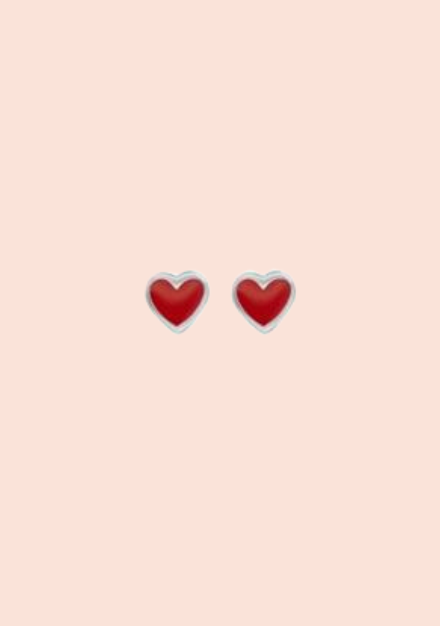 Sterling Silver Heart Enamel Stud Earrings