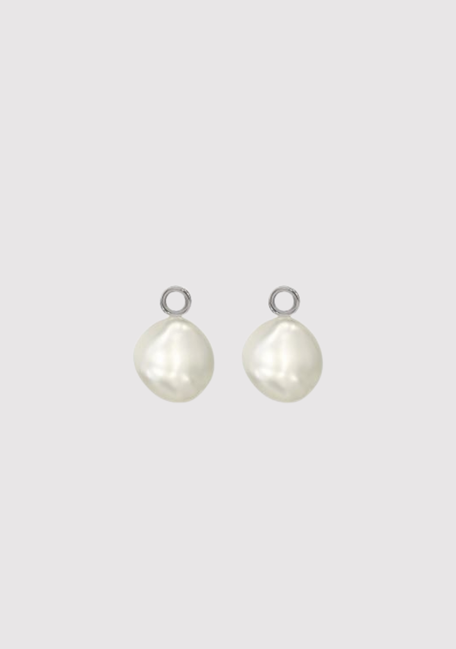Sterling Silver 8mm White Keshi Fresh Water Pearl Earring Attachment
